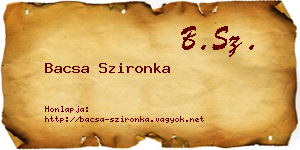 Bacsa Szironka névjegykártya